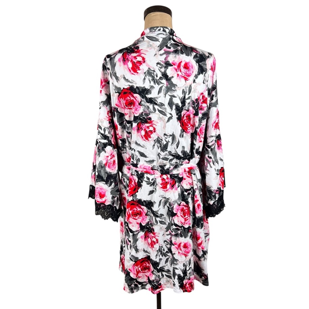 Sleep by Cacique NWT Women’s global print Black Lace trim robe SZ 30/32 - Picture 5 of 10